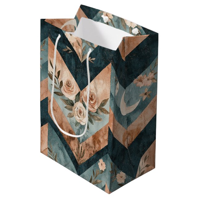 Rustic Moon Blommig Chevron Jordnära Mönster (8) (Framsidan Vinklad)