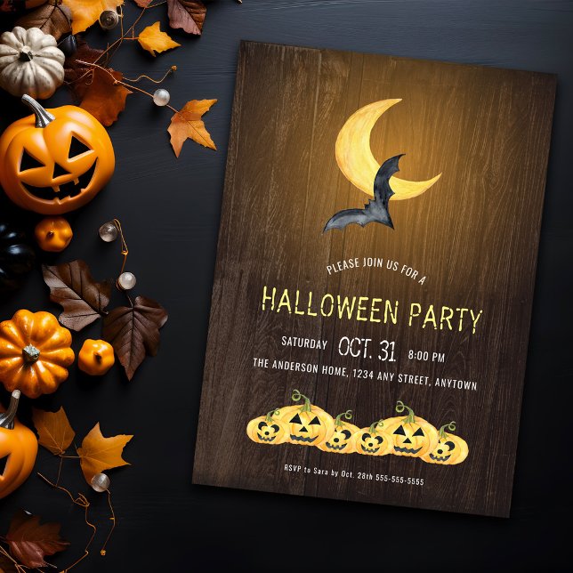 Rustic Moonlight Halloween fest Inbjudningar (Skapare uppladdad)