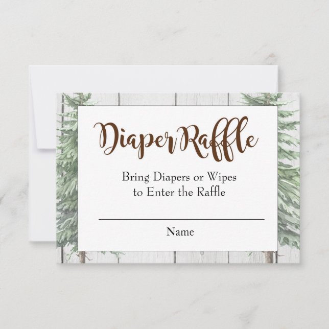 Rustic Moose Baby Shower Diaper Raffle Card Inbjudningar (Framsida)