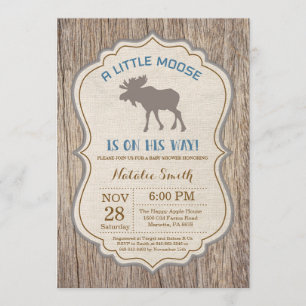 Rustic Moose Baby Shower-inbjudan Boy Inbjudningar