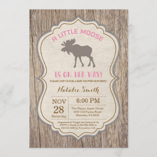 Rustic Moose Baby Shower-inbjudan flicka Inbjudningar