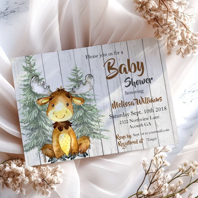 Rustic Moose Baby Shower-inbjudan Inbjudningar (Skapare uppladdad)