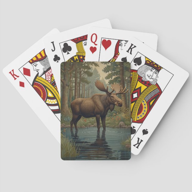 Rustic moose boho woodland Enchanted Forest Casinokort (Baksidan)