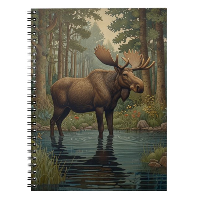 Rustic moose boho woodland forest greenery anteckningsbok (Framsidan)