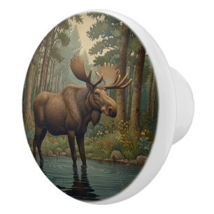Rustic moose boho woodland forest greenery knopp