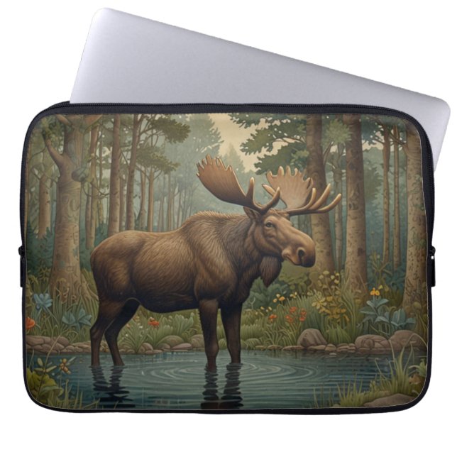 Rustic moose boho woodland forest greenery laptop fodral (Framsidan)