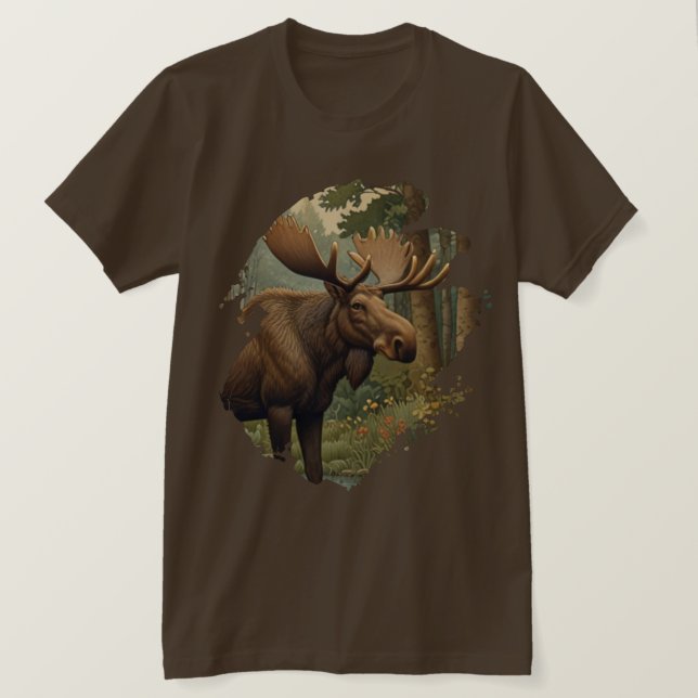 Rustic moose boho woodland forest greenery t shirt (Design framsida)