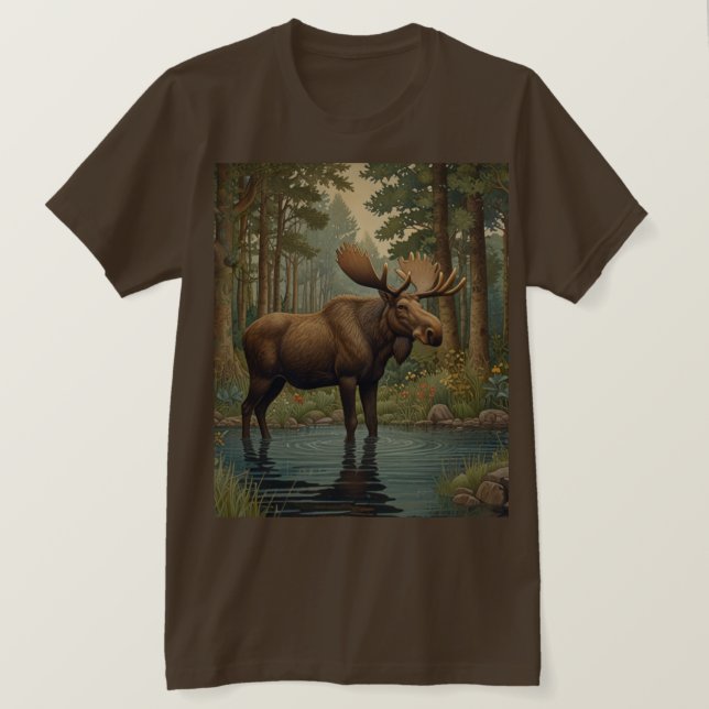 Rustic moose boho woodland forest greenery t shirt (Design framsida)