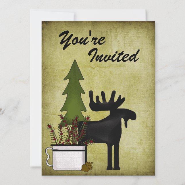 Rustic Moose Family Reunion Party-inbjudan Inbjudningar (Framsida)