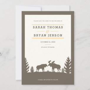 Rustic Moose i Skogen Spara Datumet