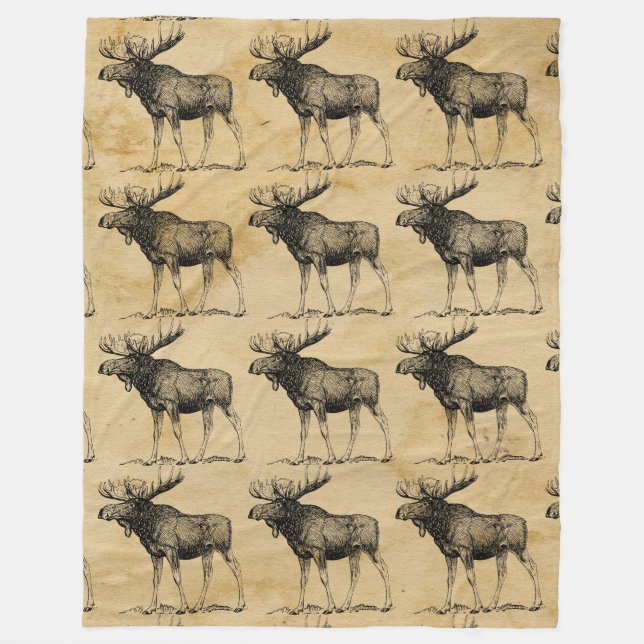 Rustic Moose Wildlife Fleece Blanket Cabin Decor (Framsidan)