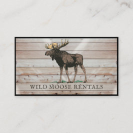 Rustic Moose Wood Cabin Bed Breakfast Visitkort