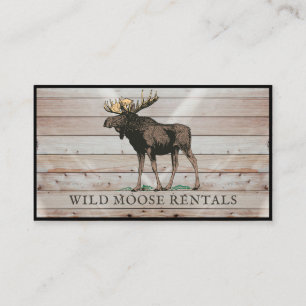 Rustic Moose Wood Cabin Bed Breakfast Visitkort