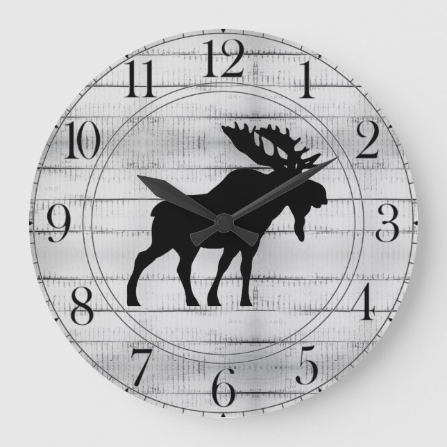 Rustic Moose Wood Large Clock Stor Klocka (Framsida)