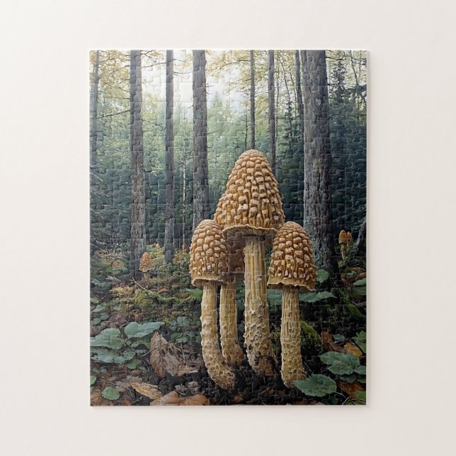 Rustic Morel Mushroom Illustration Pussel (Vertikal)