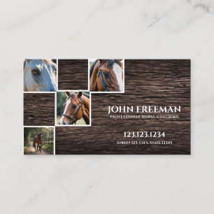 Rustic Mörk Brown Wood Horses Photos Equestrian Visitkort