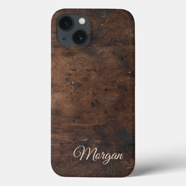 Rustic Mörk Brown Wood look iPhone/iPad-fall (Baksida)