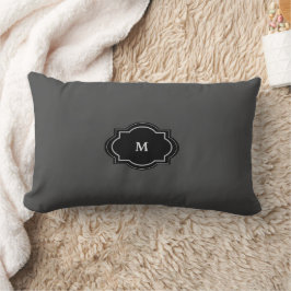 Rustic mörk grått-familjen monogrammad lumbarkudde