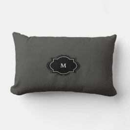 Rustic mörk grått-familjen monogrammad lumbarkudde