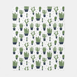 Rustic Mörk grönt Cactus Desert Mönster Fleecefilt