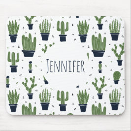 Rustic Mörk grönt Cactus Desert Mönster Musmatta