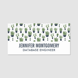Rustic Mörk grönt Cactus Desert Mönster profession Namnbricka