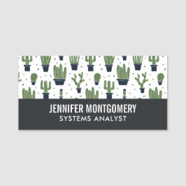 Rustic Mörk grönt Cactus Desert Mönster profession Namnbricka