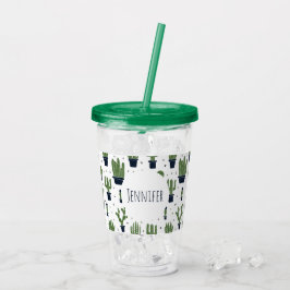 Rustic Mörk grönt Cactus Desert Mönster Take Away Mugg