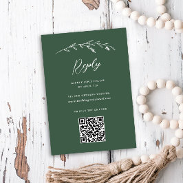 Rustic Mörk grönt Wildblomma QR-kod Bröllop OSA Kort