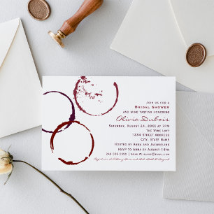 Rustic Mörk Red Vin Stain Bröllop Möhippa Inbjudningar