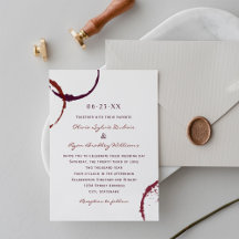 Rustic Mörk Red Vin Stain Wedding bjudande