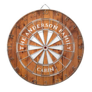 Rustic Mörk Wood Boards Family Namn Dart Board Darttavla