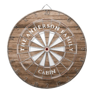 Rustic Mörk Wood Boards Family Namn Dart Board Darttavla