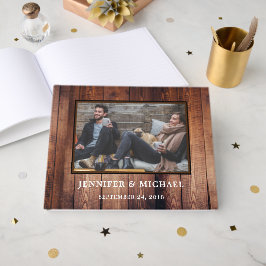 Rustic mörk wood Bride and Groom Photo bröllop Gästböcker