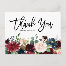 Rustic Mörk Wood Burgundy Flowers Fall Wedding Vykort