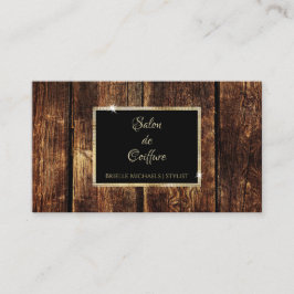 Rustic Mörk Wood Elegant Guld Ram Beauty Salon Visitkort
