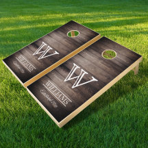 Rustic Mörk Wood Land Family Namn Monogram