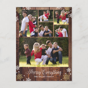 Rustic Mörk Wood Photo Collage Helgdag Postcard Vykort