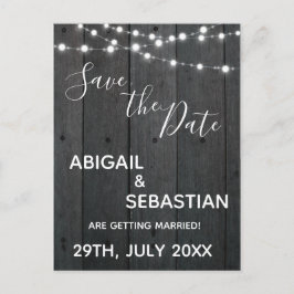 Rustic Mörk Wood, String Ljus. Vykort