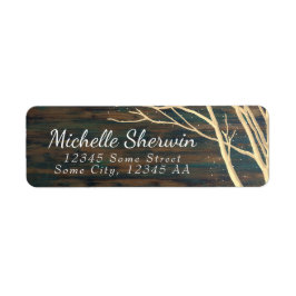 Rustic Mörk Wood Träd Grenar Returadress Etikett