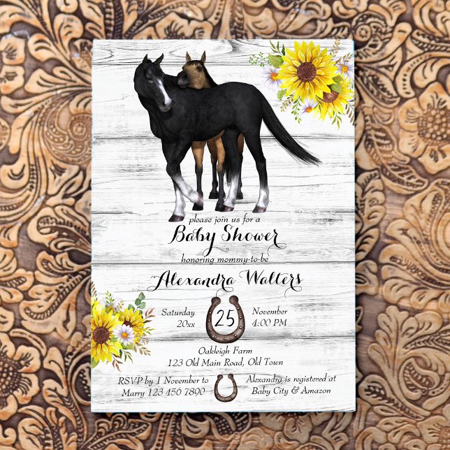 Rustic mother horse foal baby shower invitation inbjudningar (Skapare uppladdad)