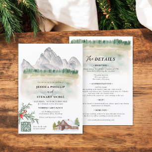 Rustic Mounc Wyoming destination bröllop Inbjudningar