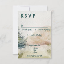 Rustic Mountain Arbor Evergreen Bröllop Menu OSA