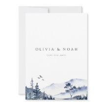 Rustic Mountain Boho Evergreen sparar datumkortet