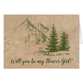 Rustic Mountain Bröllop Flower Girl-inbjudan Hälsningskort