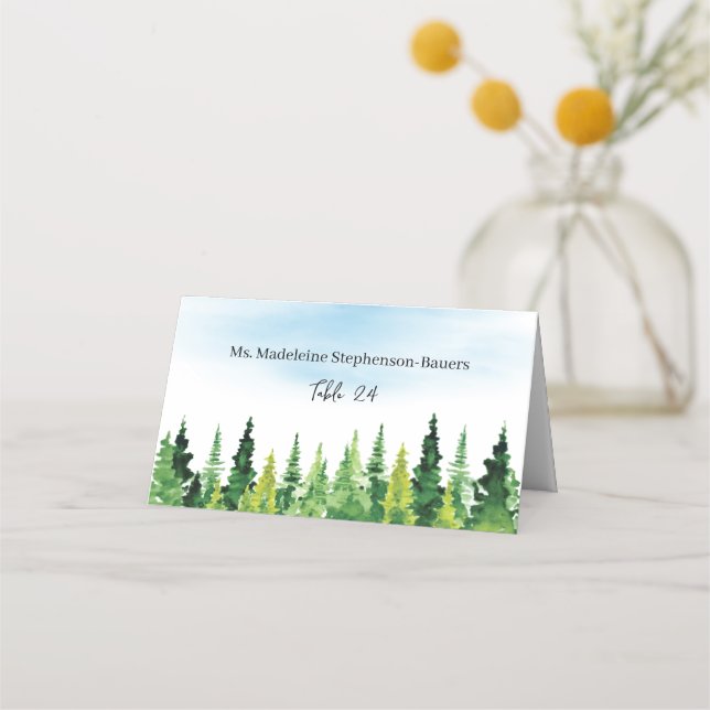 Rustic Mountain Bröllop Placeringskort (Framsida)