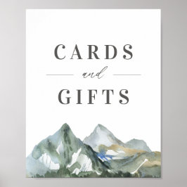 Rustic Mountain Bröllopskort and Gifts Sign Poster