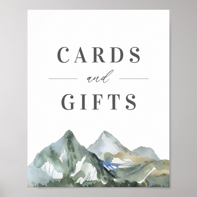 Rustic Mountain Bröllopskort and Gifts Sign Poster (Framsidan)