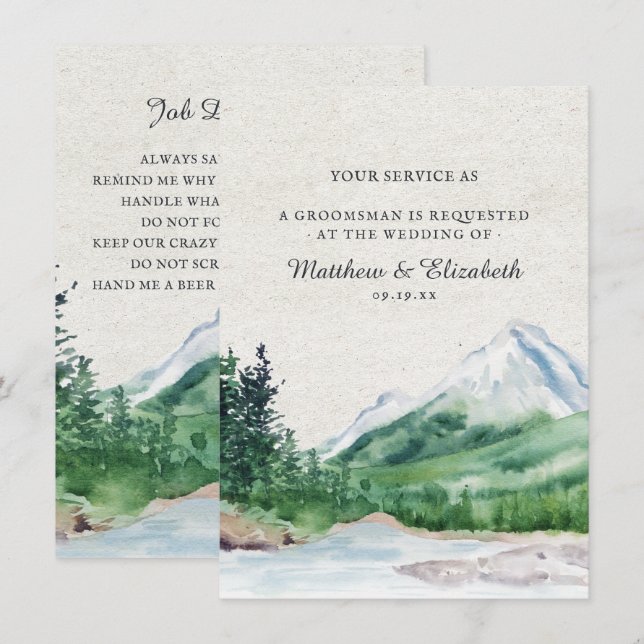 Rustic Mountain | Bröllsbjud till Talaren Förfråga Inbjudningar (Fram/baksida)