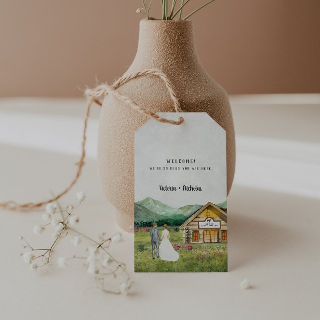 Rustic Mountain Forest | Bröllop Tack Presentetikett (Skapare uppladdad)